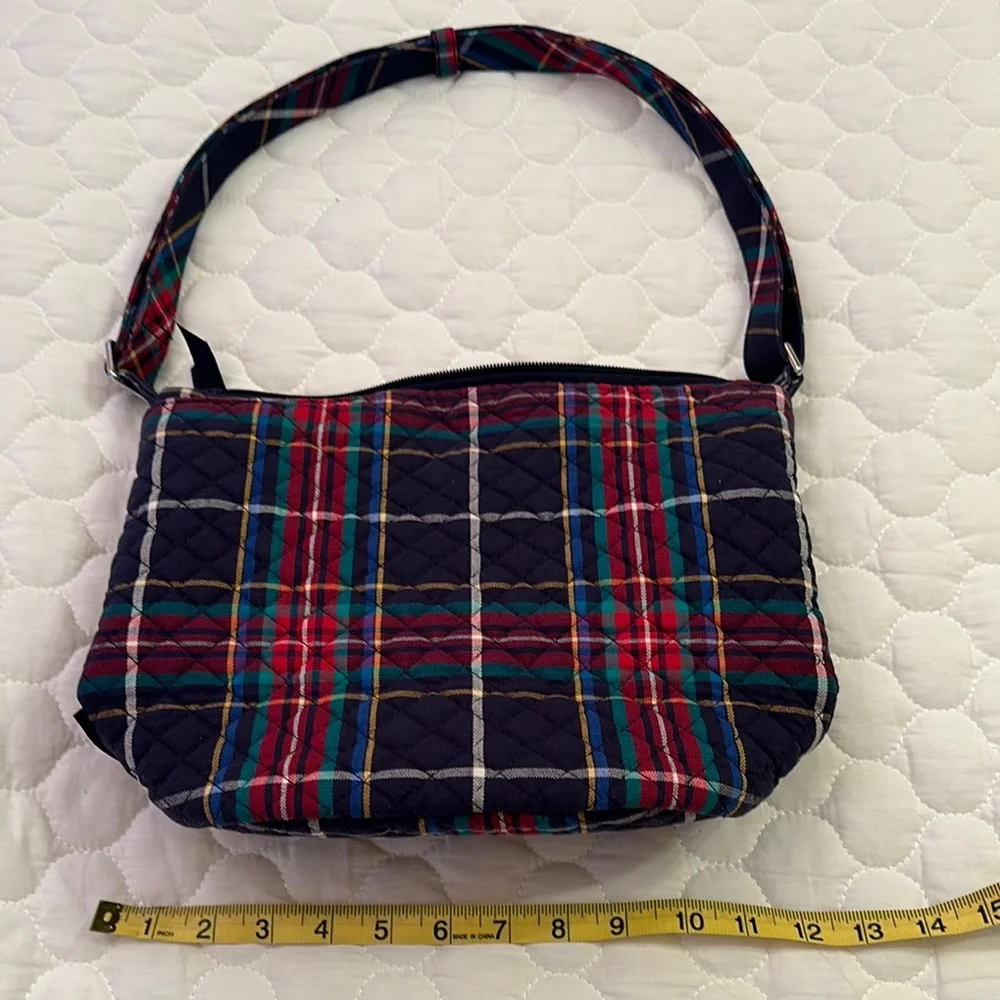 Vera Bradley Plaid Shoulder Bag - Navy, Red, Green - Picture 3 of 6
